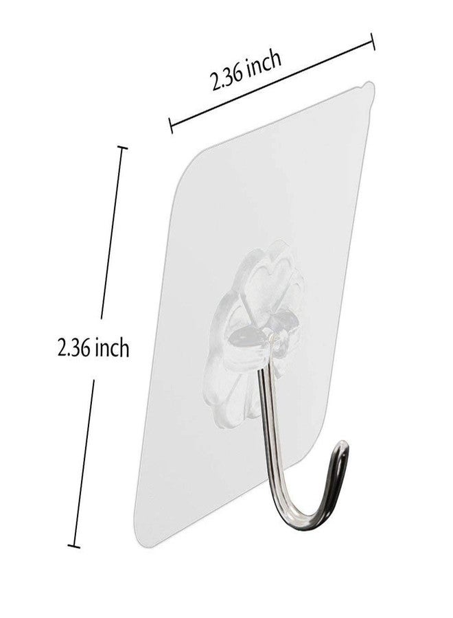 AKRIZA Self Adhesive Wall Sticky Hooks Heavy Duty Utility Hook Transparent Reusable Wall Hangers 10KGS/22lb Waterproof for Home Kitchen Bathroom Bedroom Dorm Keys Bag Towels - 10 Pack - Image 2